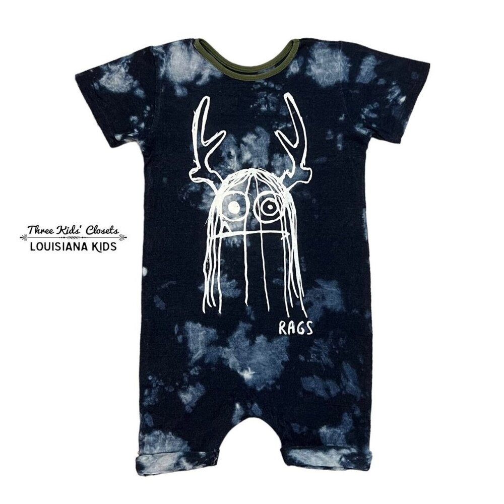 Rags 3/4T Navy Tie Dye Trinny Romper